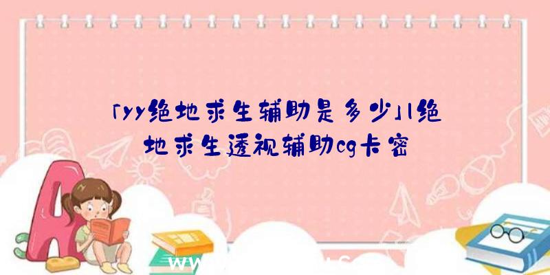 「yy绝地求生辅助是多少」|绝地求生透视辅助cg卡密